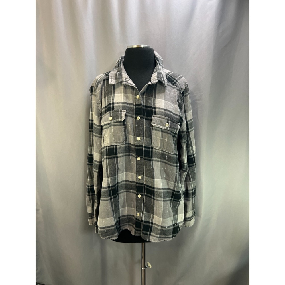 Mossimo Supply Co. Flannel Shirt Womens 2XL Multicolor Plaid Cotton Flap Pocket